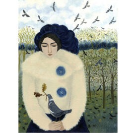 Girl with Pigeon, by Dee Nickerson